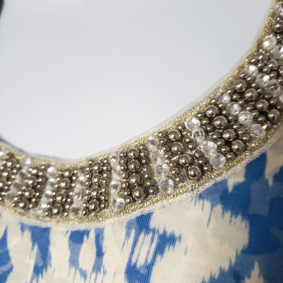 NEW! Beaded Neckline and Print Blouse - XL - Picture 5 of 6